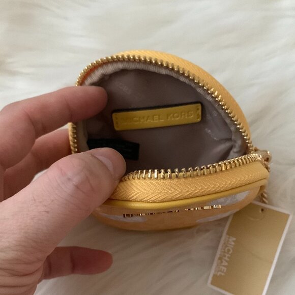 MICHAEL KORS Signature Polka Dot Small Circle Coin Pouch in Daisy Yellow - Picture 3 of 3